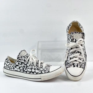 Converse All Star Shoes Womens Size 9 Black White Leopard Print Low Top Sneakers - Picture 1 of 13