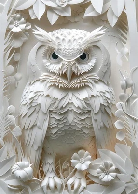 Rompecabezas de búho 3D corte de papel arte rompecabezas 1000 piezas para adultos, pájaro blanco... Foto 1 de 4