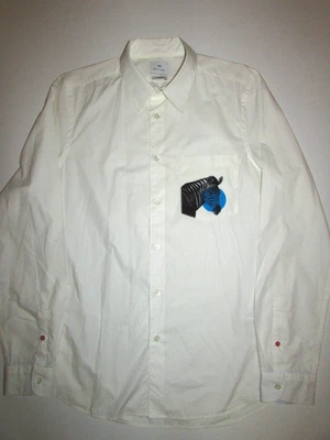 NEAR NEW PAUL SMITH MENS ENGLISH DESIGNER   WHITE ZEBRA COTTON SHIRT SMALL - image 1 of 2