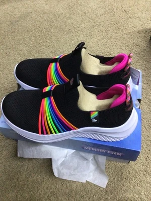 Zapatos sin cordones SKECHERS para niños preescolares Ultra Flex 1 arco iris de encaje 302268L-BKMT Foto 1 de 4