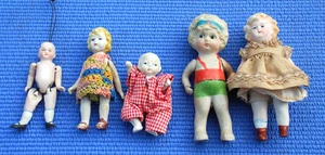 Cinco (5) Muñecas Mignonette Bisque Niña Pequeña Antiguas de 3-5" De Colección JAPÓN Articuladas - Imagen 1 de 18