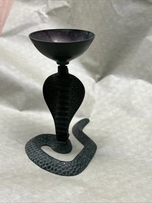 Vintage Serpent Statue Brass Cobra Snake Sculpture Incense Burner - Image 1 of 4