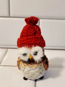 Hoos Ready for Fall Owl Figurine Bird with Ted Hat Holiday Decor 4" in Brown Owl - Picture 1 of 4