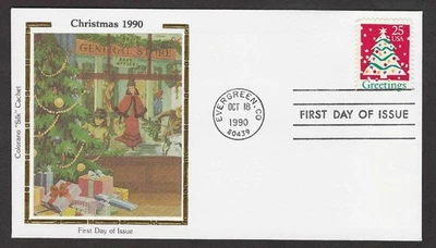 #2515 25c Christmas 1990 (Christmas Tree)- Colorano "Silk" FDC - Image 1 of 2