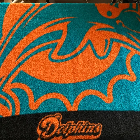 Vintage Miami Dolphons 48” x 54” Blanket Throw Afghan NFL Football Cover
