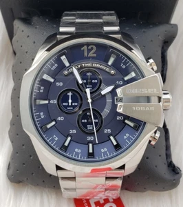 Diesel Chronograph Mega Chief Men's Watch Blue Dial Stainless Steel DZ4417 - Picture 1 of 6
