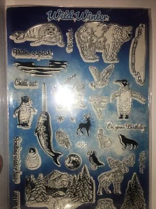 Craft Stamp Set 34pc Wild Winter Animals Scrap Book - Picture 1 of 6