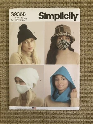 Simplicity 9368 Sewing Pattern Hats & Face Masks Size S-XL 21-24” UC FF - Image 1 of 2