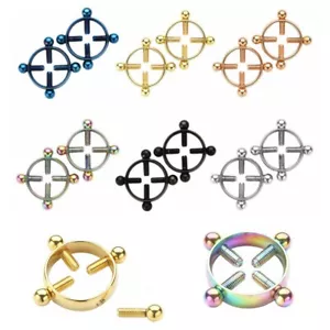 1 Pair Adjustable Nipple Shields Rings Circle Clamps Faux Jewelry Screw Clip New - Picture 1 of 48