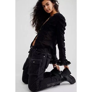 Pantalones Free People London Calling Slouchy Cord Talla 31 Gris Guinga Pana - Imagen 1 de 9