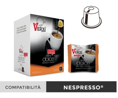 200 Capsule Caffè Verzì Miscela Aroma Dolce Compatibili Nespresso 100% Verzi