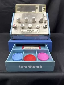 Vintage Blue Tom Thumb Toy Cash Register Made in England- US Patcomplete! - Picture 1 of 20