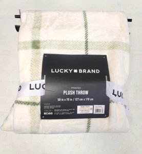 Lucky Brand Palmdale Plaid Cozy Plush Throw, 50" X 70" - Sage Green - Picture 1 of 4