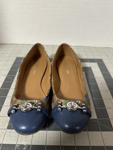 Coach Shoes Coach Leila Posey Women's Ballet Flats Tan And Blue Size 6.5 - Picture 1 of 12