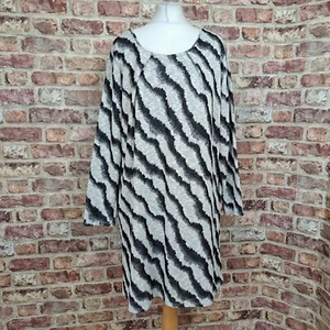 Vestido Hecho en Italia Negro Gris Metálico 16 Bolsillos Hasta la Rodilla Manga Larga - Imagen 1 de 12