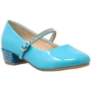 SOBEYO Kids Dress Shoes Rhinestone Ankle Strap Mary Jane Pumps Blue - Picture 1 of 6