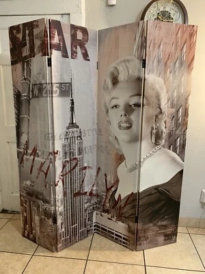 Large 4 Panel Canvas Madeley Monroe ￼Room Divider Screen - Image 1 of 4