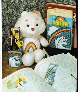 Einhorn Schreibtisch Set/Bleistift Tasse, Buchstützen & Lesezeichen - Kunststoff Leinwand Muster NUR - Bild 1 von 3