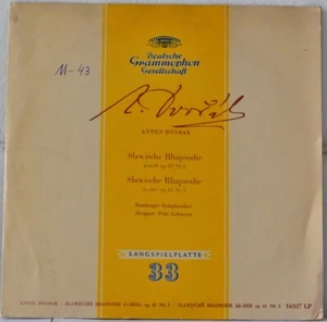 DGG TULIP MONO 10" 16037 LP GERMANY 1954 DVORAK Slavische Rhapsodie G/F LEHMANN - Picture 1 of 5