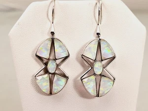 PENDIENTES COLGANTES SAJEN HERMOSOS FABULOSOS ÓPALO Y PLATA ESTERLINA - Imagen 1 de 4