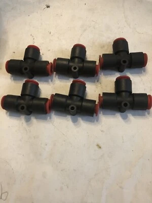 NEW LOT OF 6 SMC Push-In Union Tee 3/8" Tube x 3/8" Tube x 3/8" Tube Nylon - Image 1 of 2