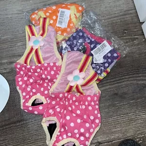 SET - 4pack Dog/cat Diaper Sanitary Pants RANDOM COLORS Polka Dots Female Girl-S - Picture 1 of 2