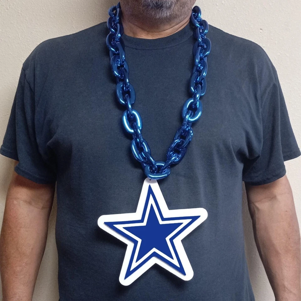 STELLAR Dallas Cowboys BIG Fan Chain Necklace Big Logo BLUE Chain