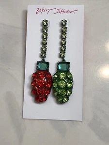 Betsey Johnson Jingle Bell Bling Christmas Lights Mismatch Drop Earrings NWT - Picture 1 of 12