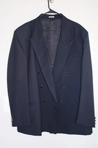 NAVY-BLUE FALCON DOUBLE-BREASTED GOLD METAL BUTTON BLAZER JACKET sport coat 48XL - Picture 1 of 5