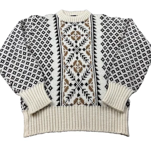 Vintage 80s Eskimo Sweater Women's Small Multicolor Floral 100% Wool Dale Style - Picture 1 of 9