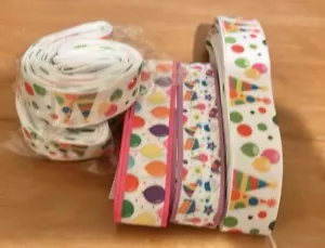 5 rollos de cintas artesanales grosgrain fiesta de cumpleaños sombreros globos nuevo divertido lote - Imagen 1 de 1