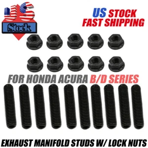 Exhaust Manifold STUDS with Lock Nuts For Honda Acura B / D Series Civic Integra - Picture 1 of 7