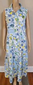 Vestido para mujer J.Crew talla 16 azul La Dolce Vita limones maxi cuello sin mangas  - Imagen 1 de 7