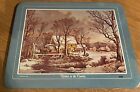 Currier & Ives “Winter in the Country” hot pad/trivet, 6.5x8.5, laminate & cork