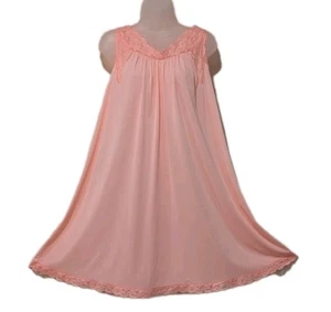 Camisón corto Shadowline de colección talla M rosa melocotón brillante romántico babydoll - Imagen 1 de 10