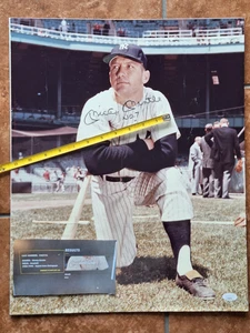 Mickey Mantle HUGE AUTO Signed INSCRIBED "NO.7" 16x20 JSA CERT#7773 MANY CREASES - Picture 1 of 15