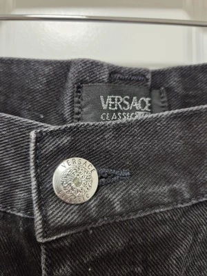 Jeans Versace Classic V2 vintage W36 L32 negro lavado ácido hechos en Italia Foto 1 de 4