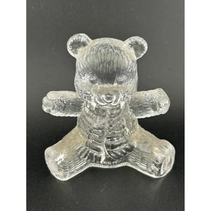 Vintage Lead Crystal Glass Bear with scarf Figurine Collectible - Picture 1 of 6