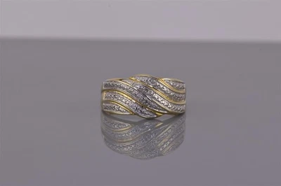 Harold Trujillo Two Tone Sterling Silver Diamond Accent Wave Band Ring 925 Sz: 8 - Image 1 of 4