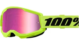 100% STRATA 2 Goggle -2024 NEON YELLOW - Offroad MX Moto - Anti-Fog MIRROR Lens - Picture 1 of 1