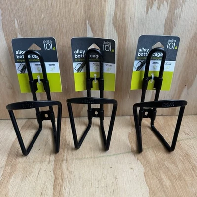 3x New Delta Alloy Bottle Cage Bicycle Riding Water Holder Aluminum Sports Black - Image 1 of 3
