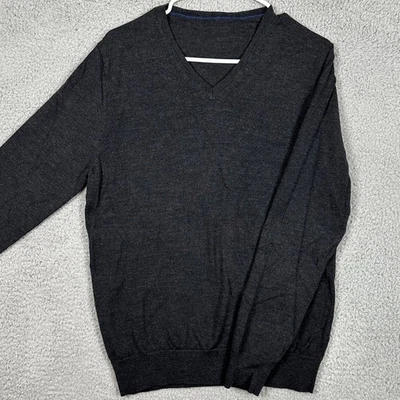 Suéter Charles Tyrwhitt Lana Merino Cuello en V Para Hombres Pequeño Gris Oscuro Tejido Pullover Foto 1 de 4