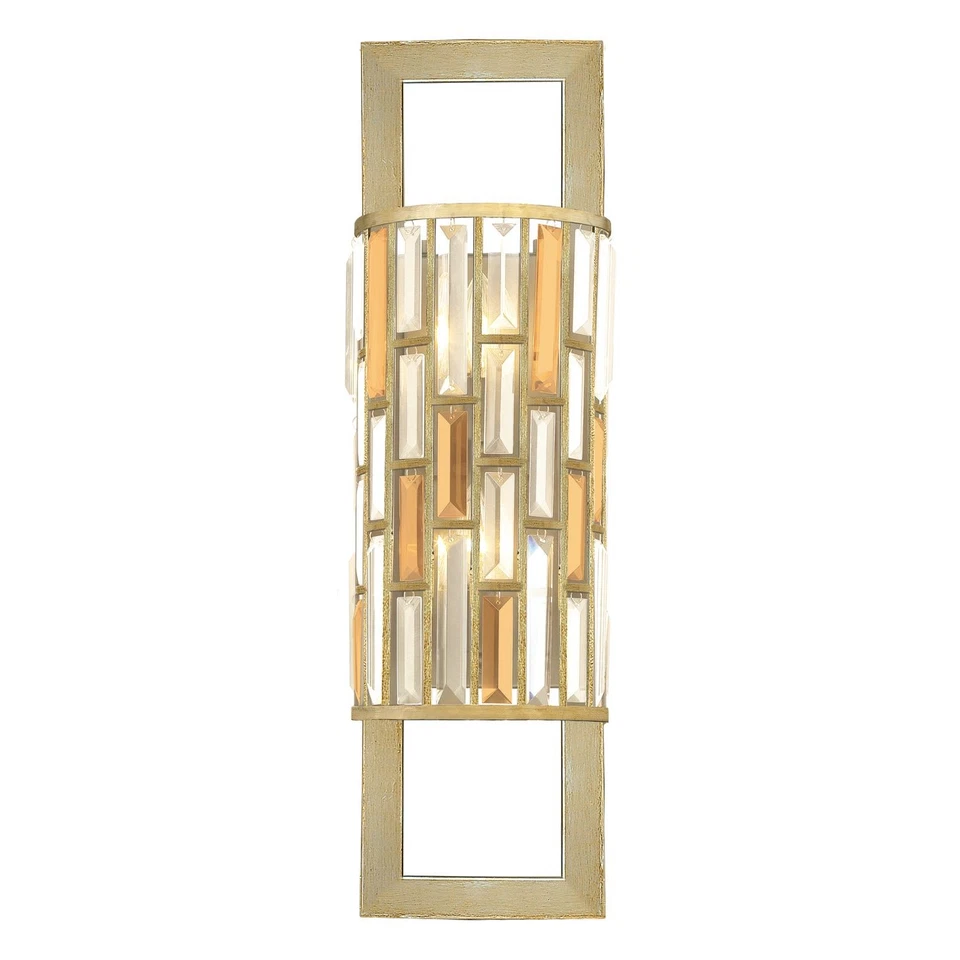 Lampada da Parete Prism B :3 1cm Foglia Argento Stile Liberty Art Deco Cristallo - Immagine 1 di 1