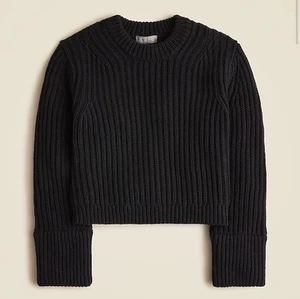 J. Crew Heritage Cotton Fisherman Crewneck Sweater In Black Size Medium New NWT - Picture 1 of 10