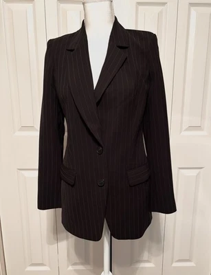 Blazer negro a rayas XS Express clásico sofisticado abrigo de oficina nuevo con etiquetas para mujer Foto 1 de 4