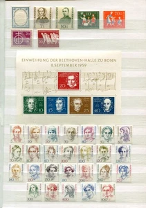 GERMANY 1959 Beethoven Sheet Women Definitives etc MNH Lot 175 Stamps - Picture 1 of 4