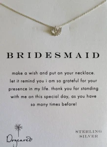 Dogeared Bridesmaid Lotus Flower Charm Necklace Make A Wish 16 in Silver Chain - Picture 1 of 2