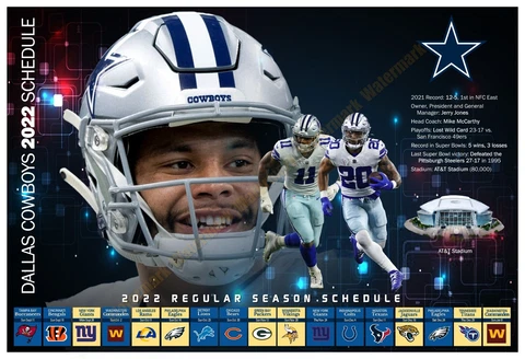 THE DALLAS COWBOYS 2022 REGULAR SEASON 19”x13” SCHEDULE POSTER Cover