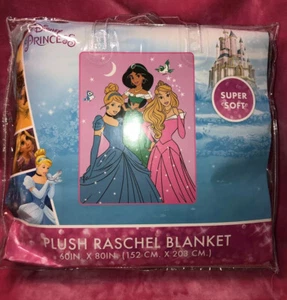 Coperta Lancio Raschel Peluche Principesse Disney 60" X 80" Doppia Super Morbida - Foto 1 di 9