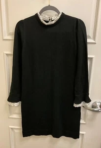Vince Camuto Womens Long Sleeve Sweater Dress Size Small Polka Dot Ruffles - Picture 1 of 7